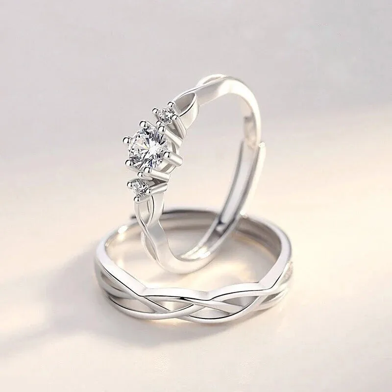 1 Pair Luxury Stainless Steel Rings for Women - Trending Korean Fashion Accessories