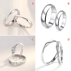 1 Pair Luxury Stainless Steel Rings for Women - Trending Korean Fashion Accessories