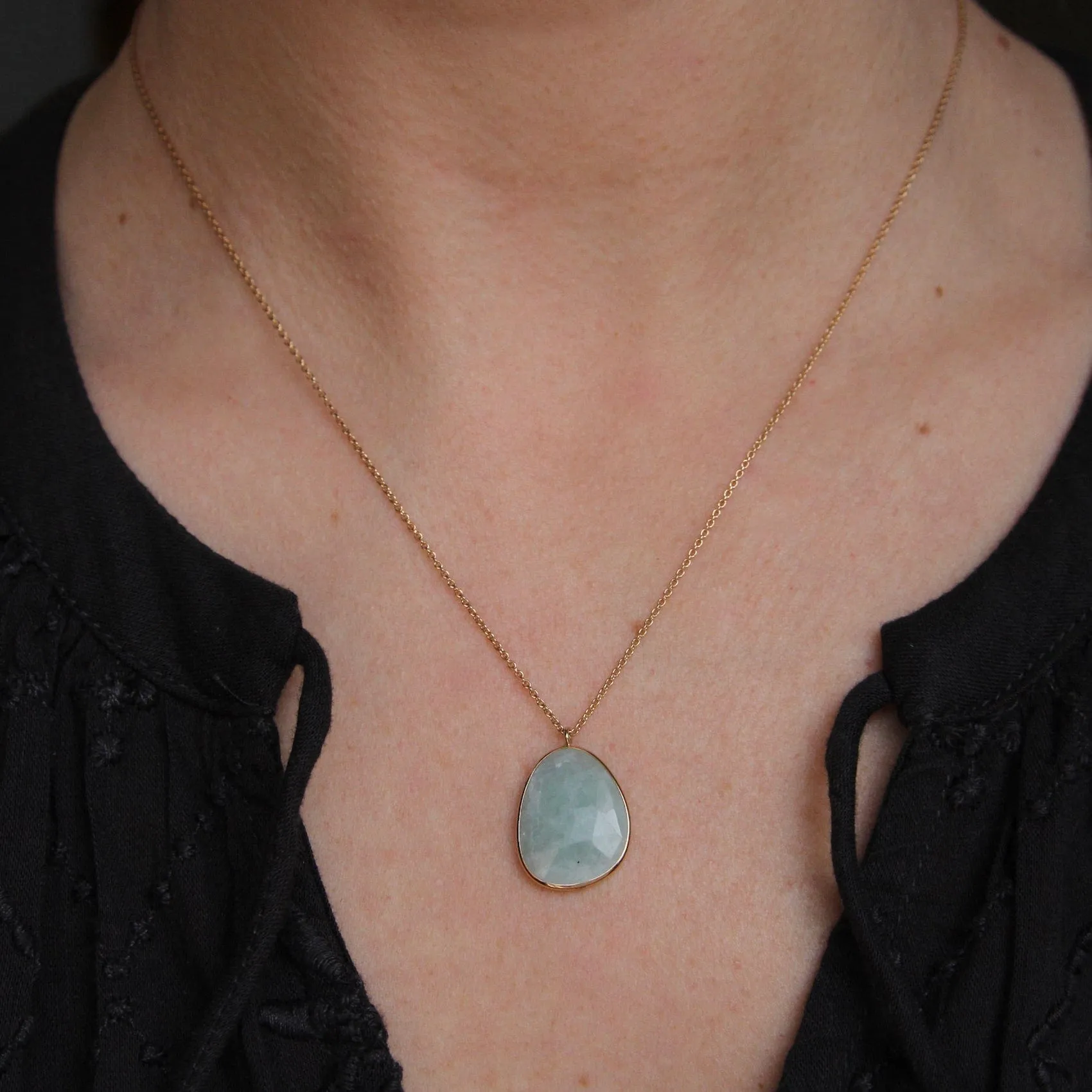 14k Gold Amazonite Slice Pendant