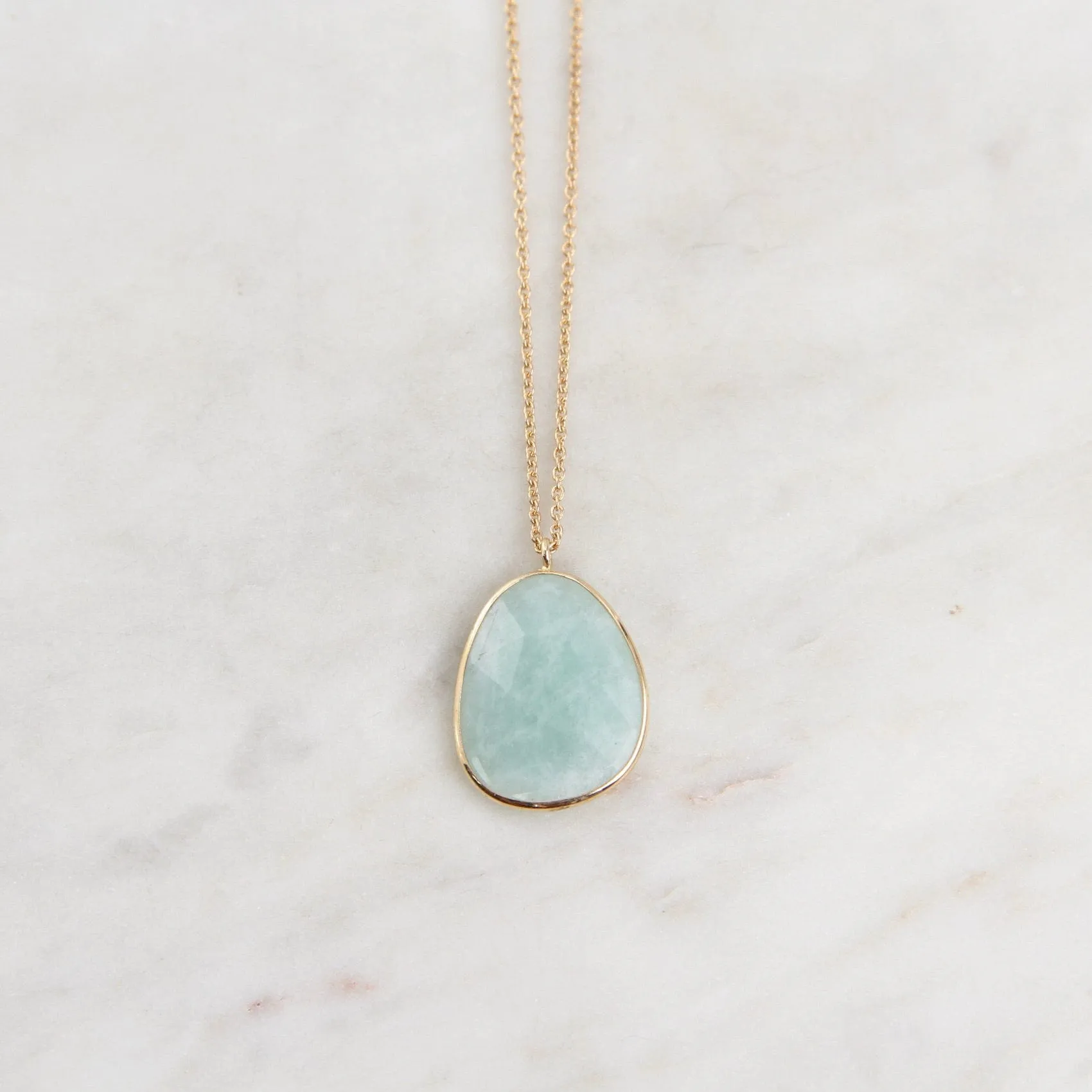 14k Gold Amazonite Slice Pendant