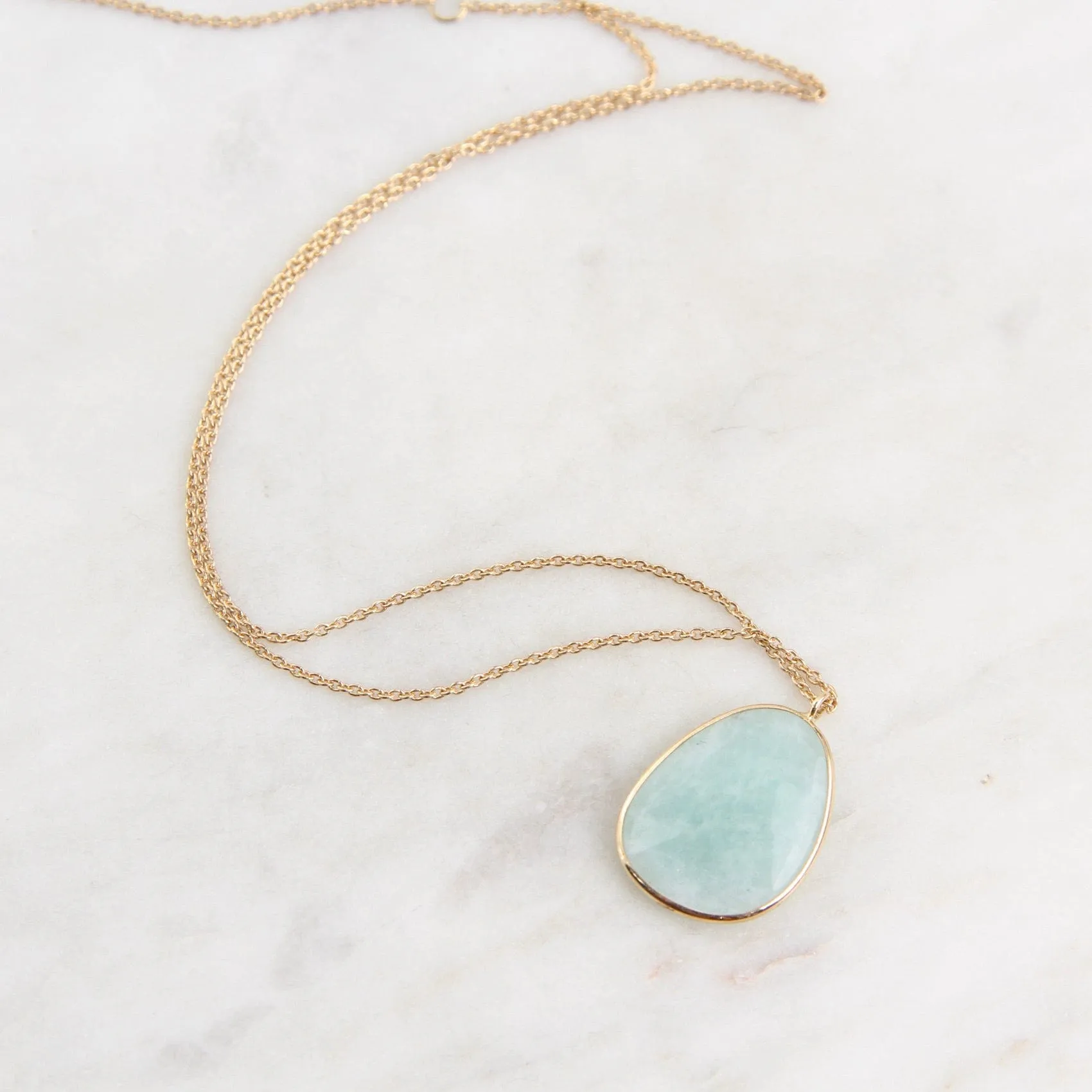 14k Gold Amazonite Slice Pendant