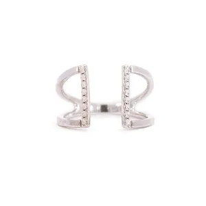 14K White Gold Open Split Shank Cocktail Ladies Ring