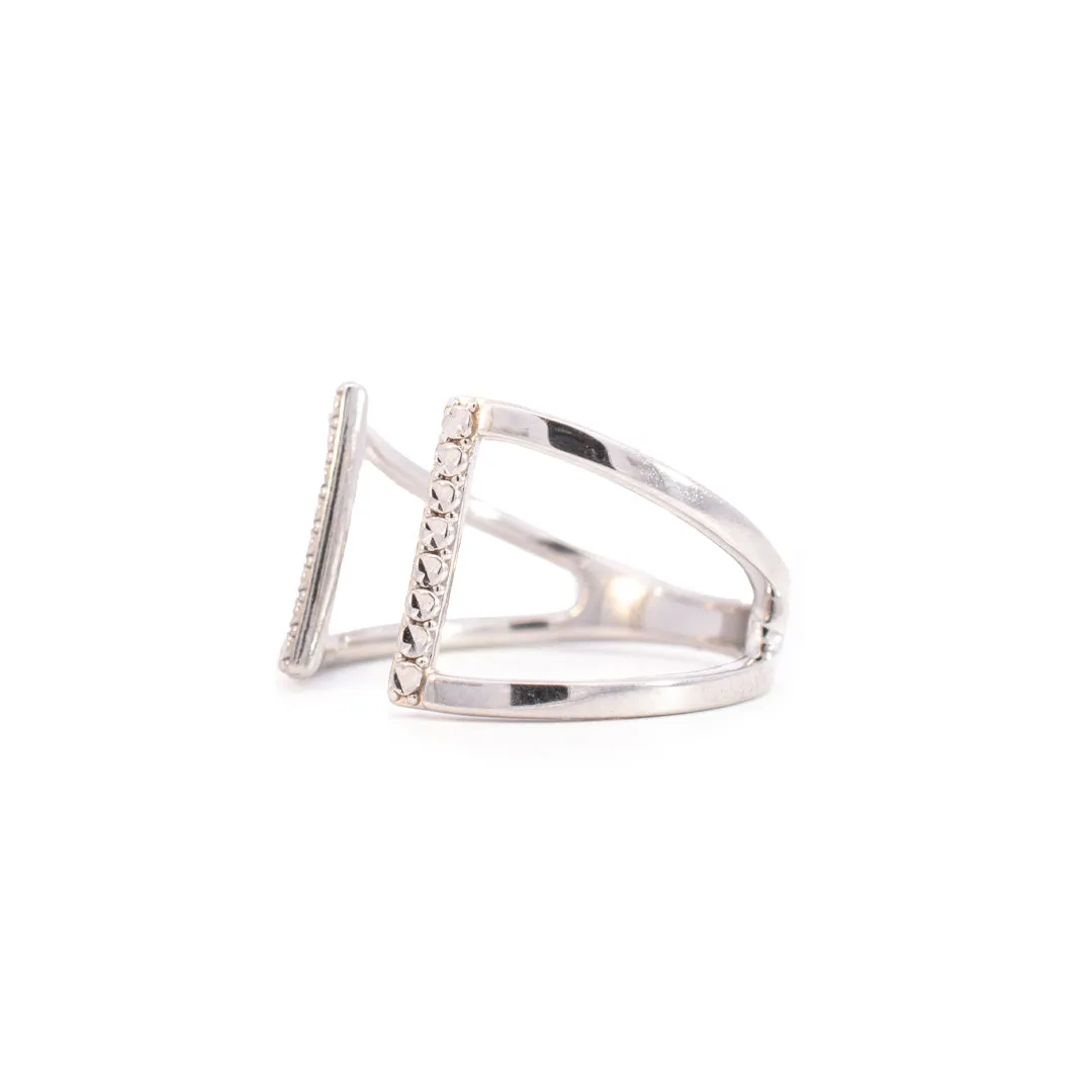 14K White Gold Open Split Shank Cocktail Ladies Ring