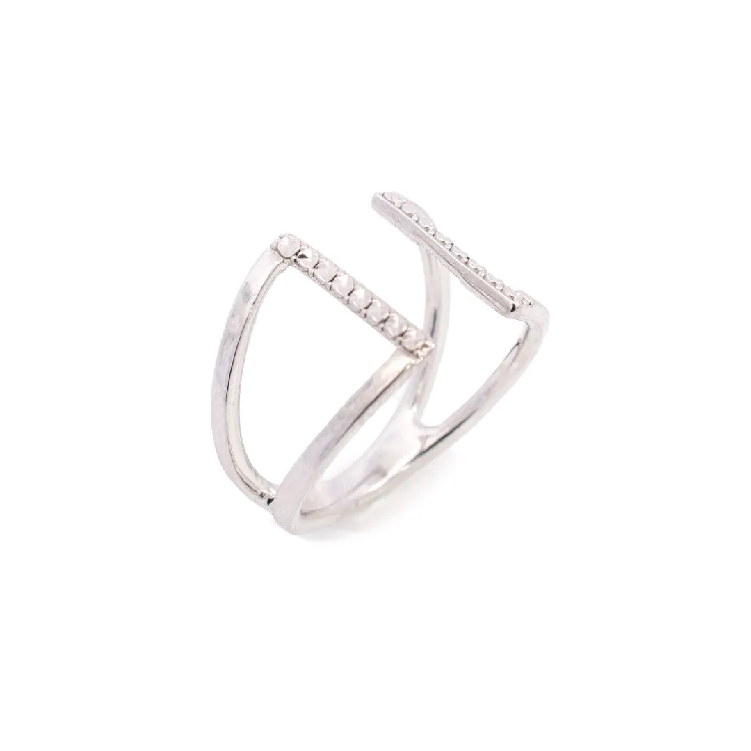 14K White Gold Open Split Shank Cocktail Ladies Ring
