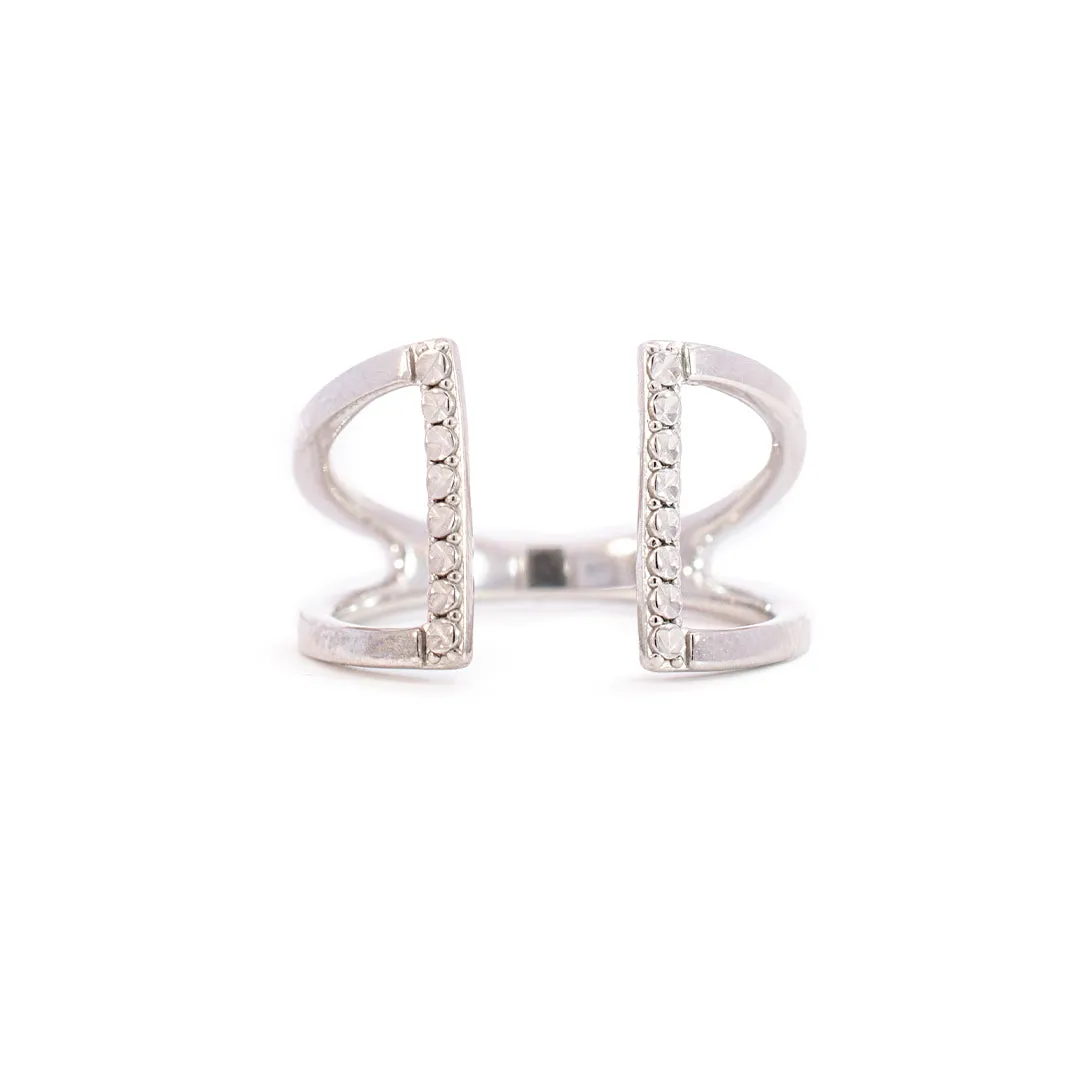 14K White Gold Open Split Shank Cocktail Ladies Ring