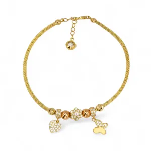 14K Yellow gold braids charms bracelet-316262