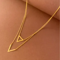22k Two Layered Gold Chain With Triangle Shaped Design