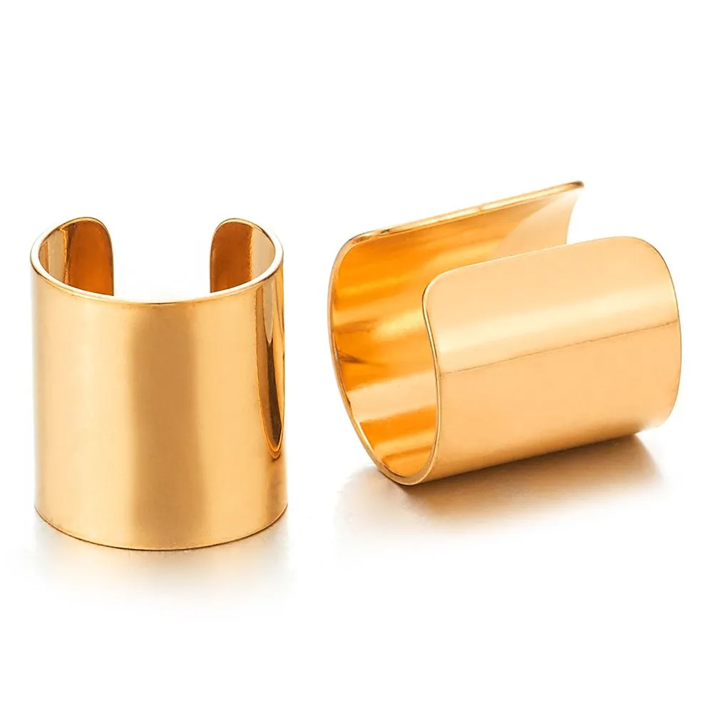 2pcs Stainless Steel Ear Cuff Ear Clip Non-Piercing Clip On Earrings for Men and Women