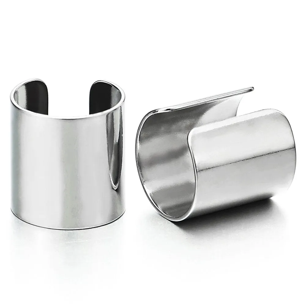 2pcs Stainless Steel Ear Cuff Ear Clip Non-Piercing Clip On Earrings for Men and Women