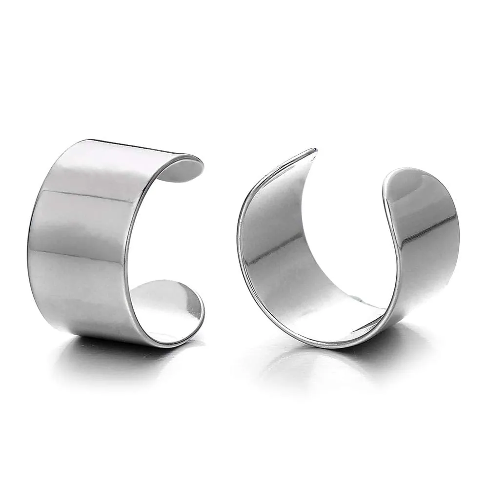 2pcs Stainless Steel Ear Cuff Ear Clip Non-Piercing Clip On Earrings for Men and Women