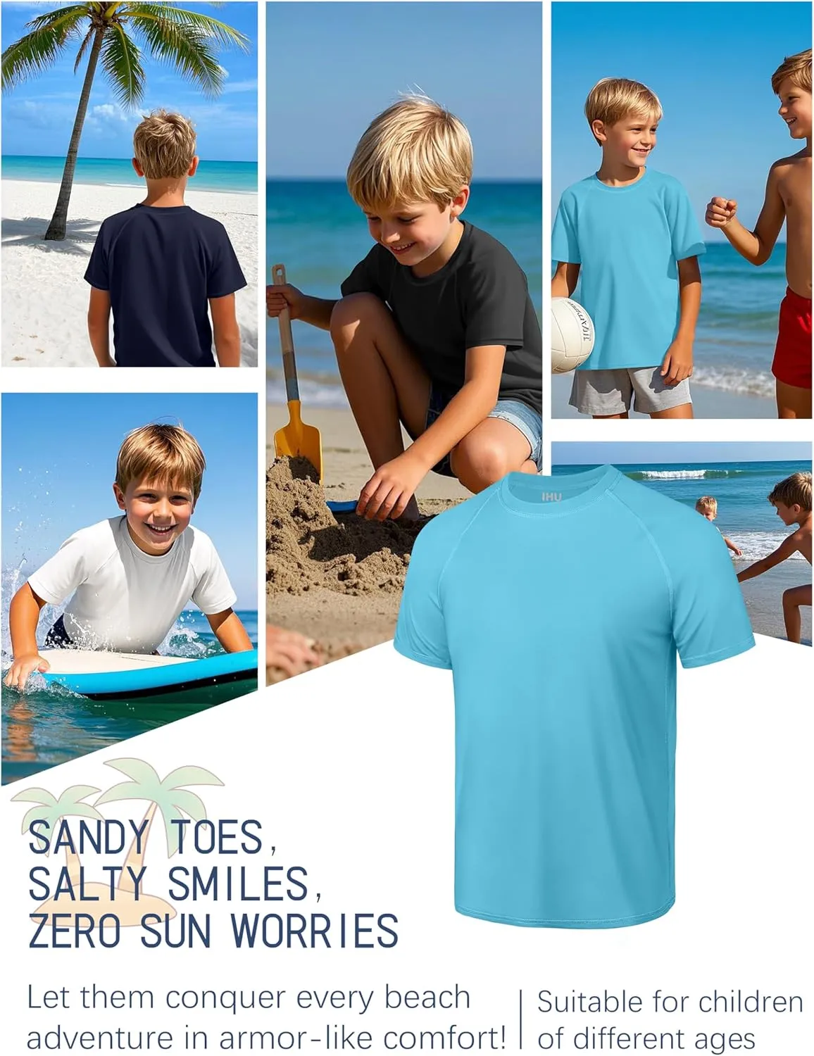 4 Pack Boys' Rash Guard Youth Neon Shirts UPF 50  Short Sleeve Swim Shirts Quick Dry Sun Protection Rashguard for Kids