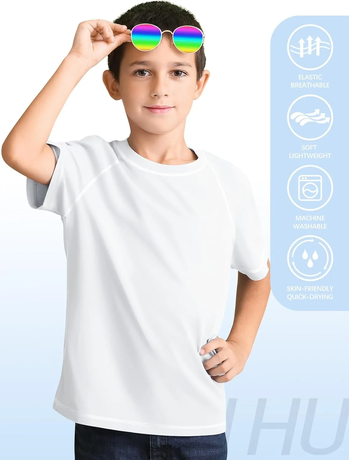 4 Pack Boys' Rash Guard Youth Neon Shirts UPF 50  Short Sleeve Swim Shirts Quick Dry Sun Protection Rashguard for Kids