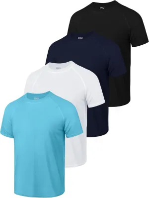 4 Pack Boys' Rash Guard Youth Neon Shirts UPF 50  Short Sleeve Swim Shirts Quick Dry Sun Protection Rashguard for Kids