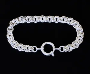 8.2mm Sterling Silver Two-By-Two Link Bracelet with 16mm Sterling Silver Spring Ring Clasp