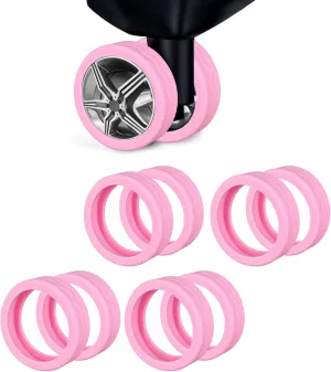 8pcs Luggage Wheel Covers, Pink Silicone Luggage Wheels Protector Guards with Wave Design Spinner Suitcase Caster Cover Replacement Luggage Accessories for Most 8 Caster Suitcase