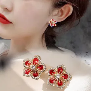 925 Silver Needle Temperament Sweet Earrings Small Delicate Flowers