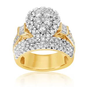 9ct Yellow Gold 3 Carat Pear Shape Diamond Ring