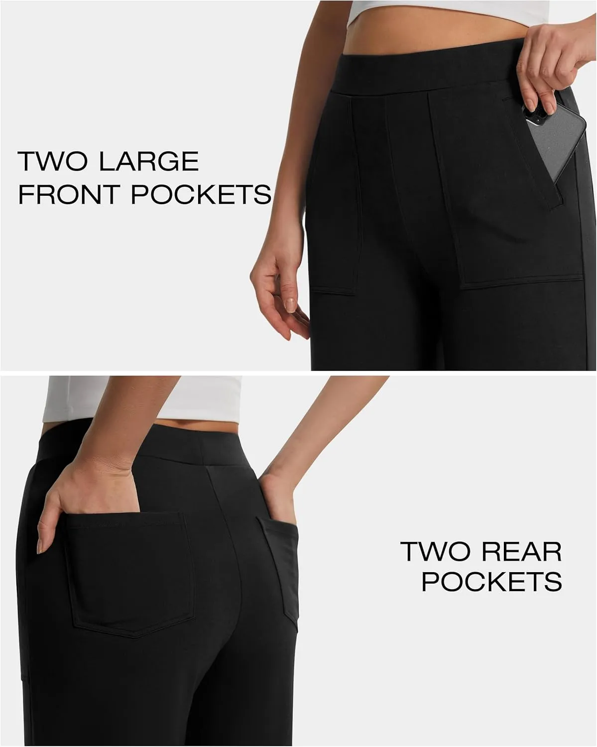 AFITNE Women's Wide Leg Yoga Dress Pants High Waist Stretchy Pull On Work Pants Cropped Casual Lounge Ankle Pants