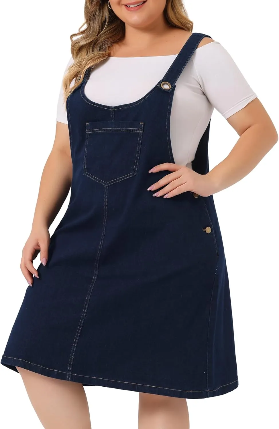 Agnes Orinda Plus Size Women's Denim Overalls Dress Suspenders Skirt Jumper Dresses 2025 Jean Overall Bib Dress
