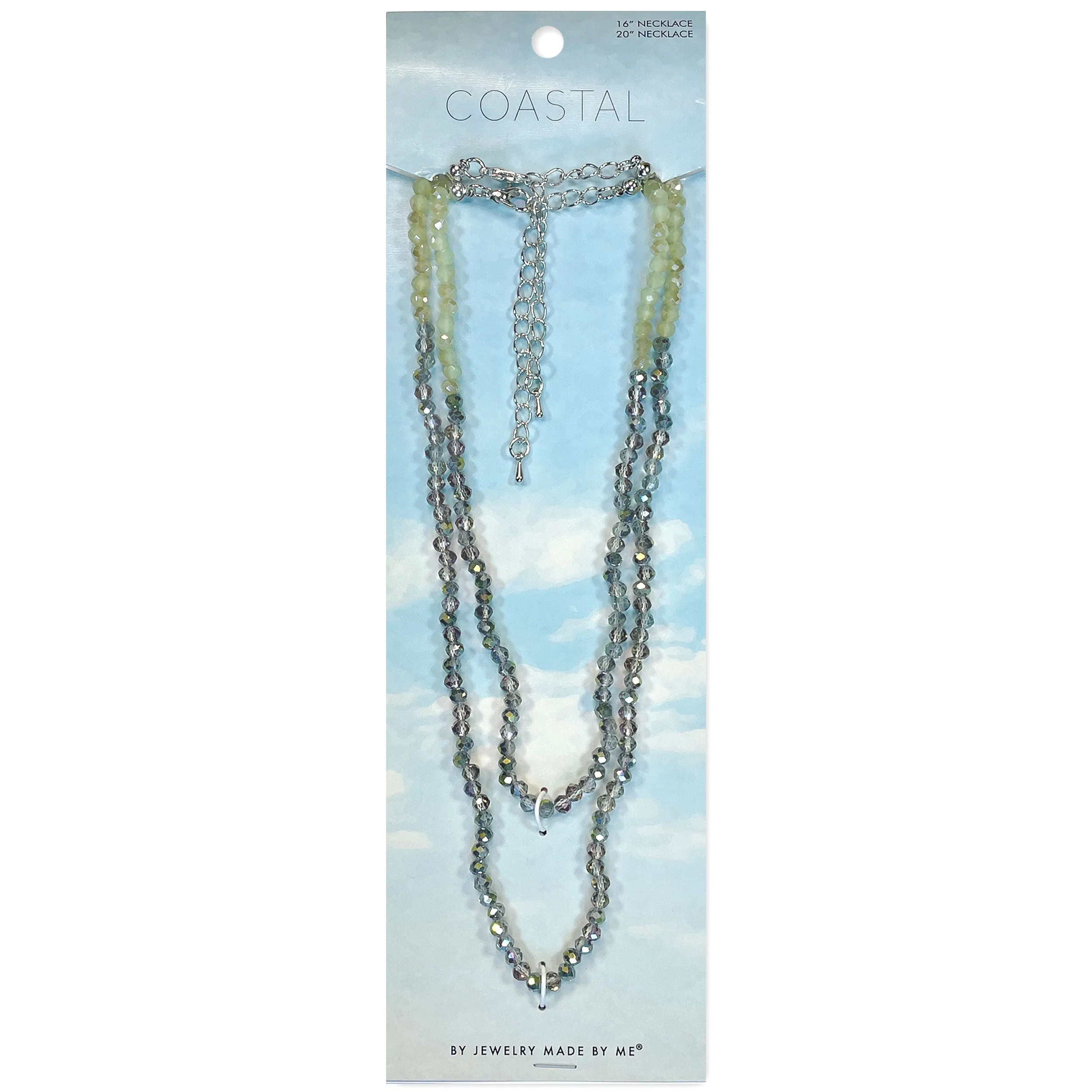 Alabaster and Quartz Glass Two Tone Necklaces 2pc Set