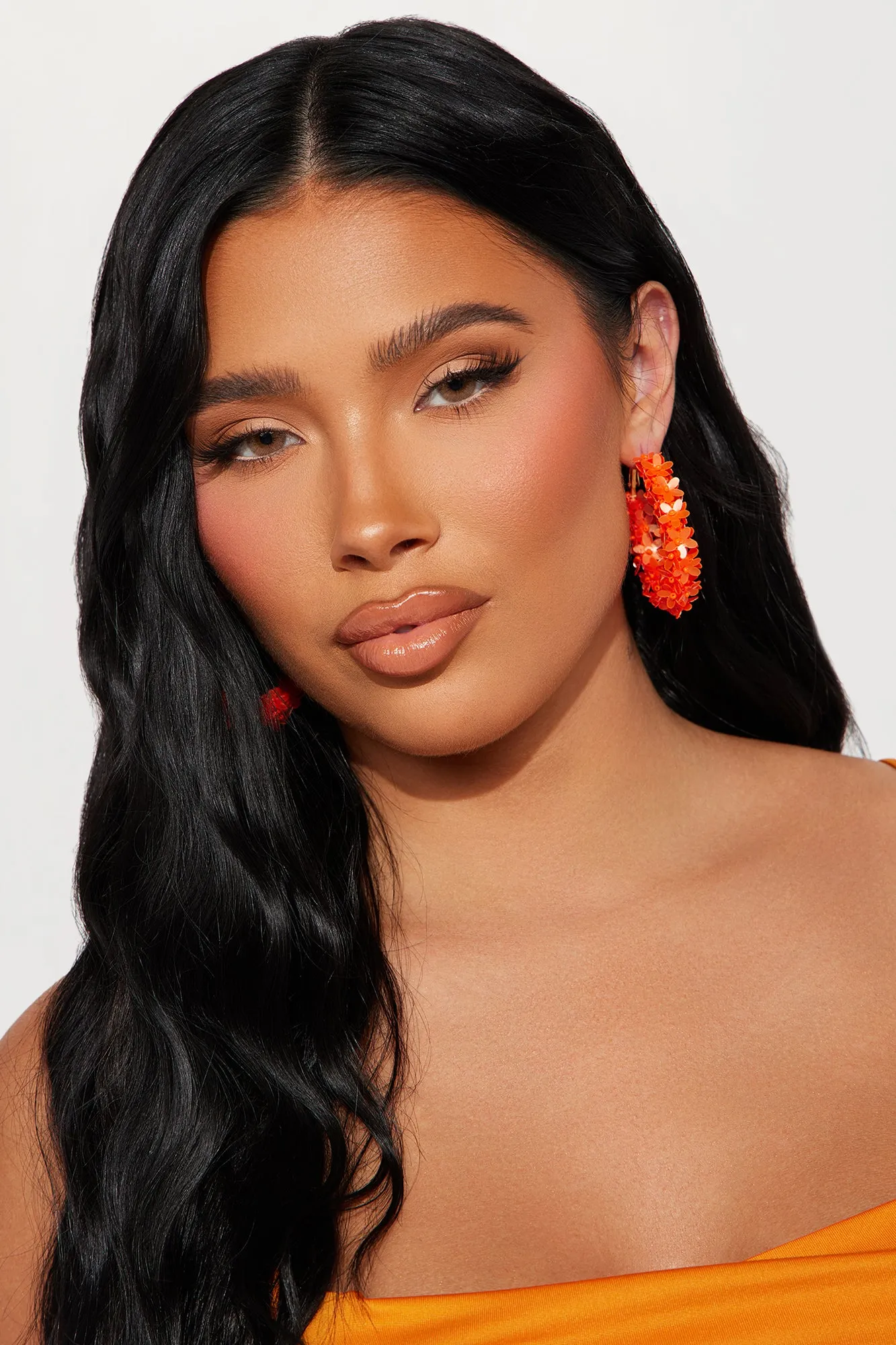 All About Flowers Hoop Earrings - Orange