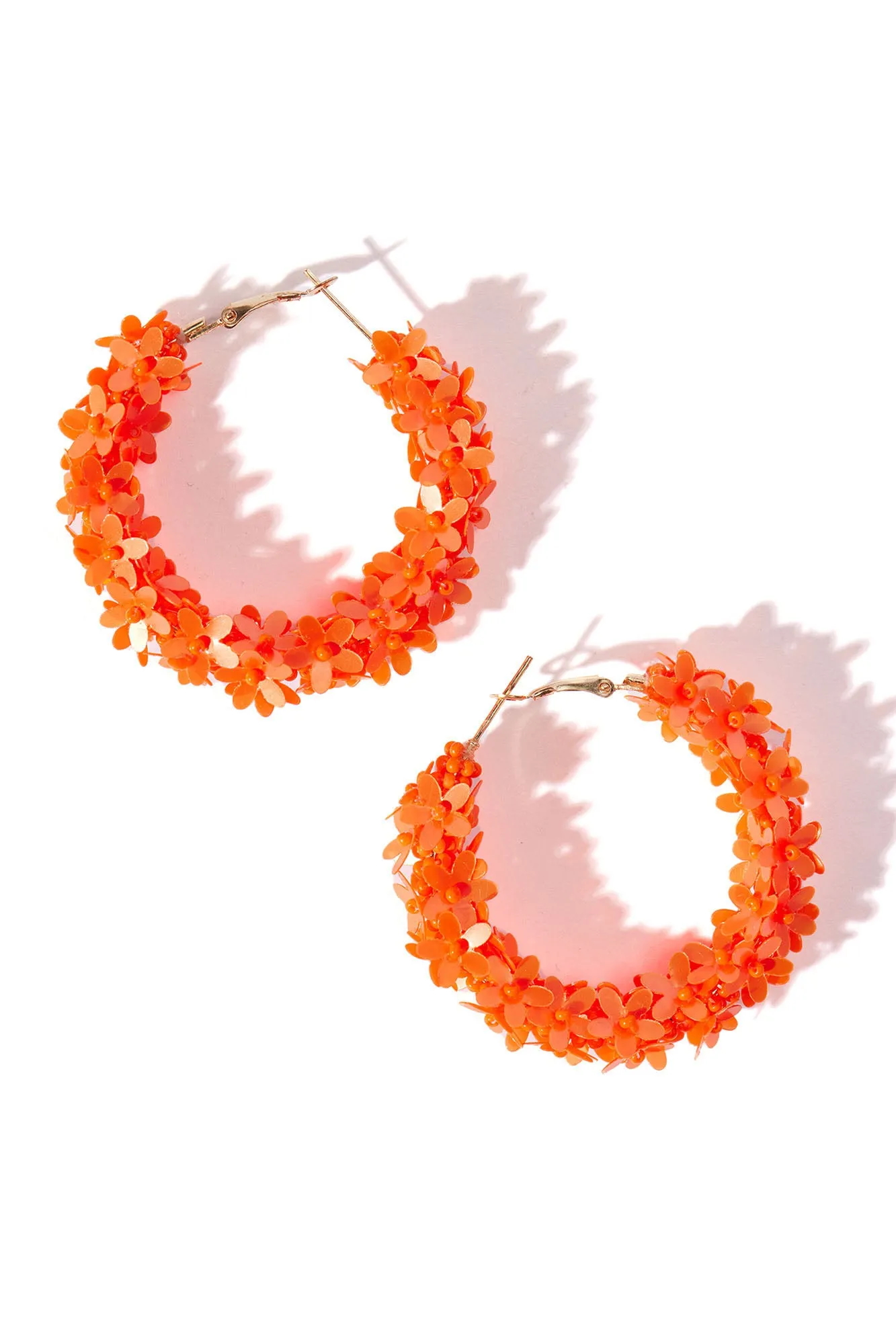 All About Flowers Hoop Earrings - Orange