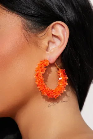 All About Flowers Hoop Earrings - Orange