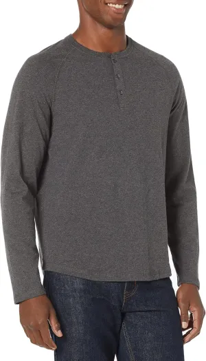 Amazon Essentials Long Sleeve Shirt for Men, Regular-Fit Henley, Available in Big & Tall