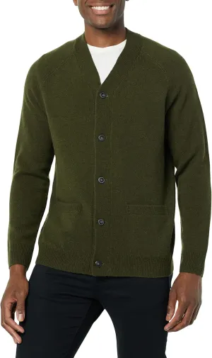 Amazon Essentials Men's Lambs Wool V-Neck Cardigan Sweater with Pockets (Previously Goodthreads)