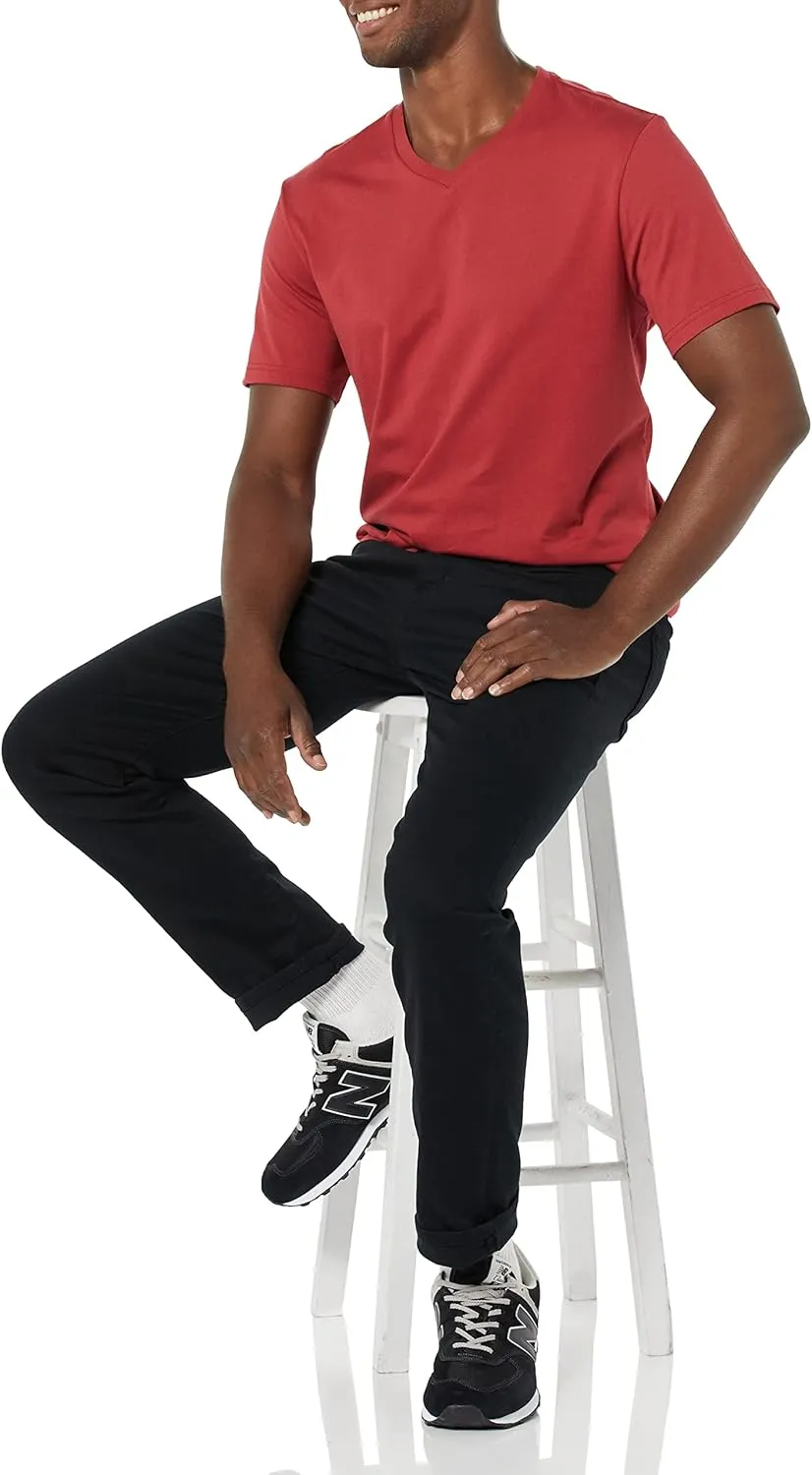 Amazon Essentials Men's T-Shirt Slim-Fit Short-Sleeve V-Neck, Pack of 2