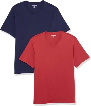 Amazon Essentials Men's T-Shirt Slim-Fit Short-Sleeve V-Neck, Pack of 2