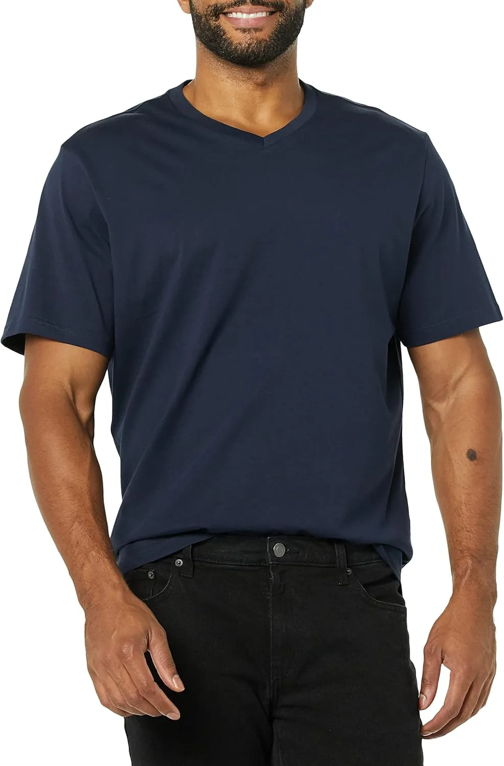 Amazon Essentials Men's T-Shirt Slim-Fit Short-Sleeve V-Neck, Pack of 2