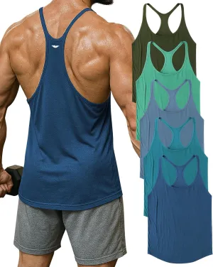 AMERICAN HEAVEN Men's 5 Pack Dry Fit Y-Back Muscle Tank | Stringer Workout Tank Tops
