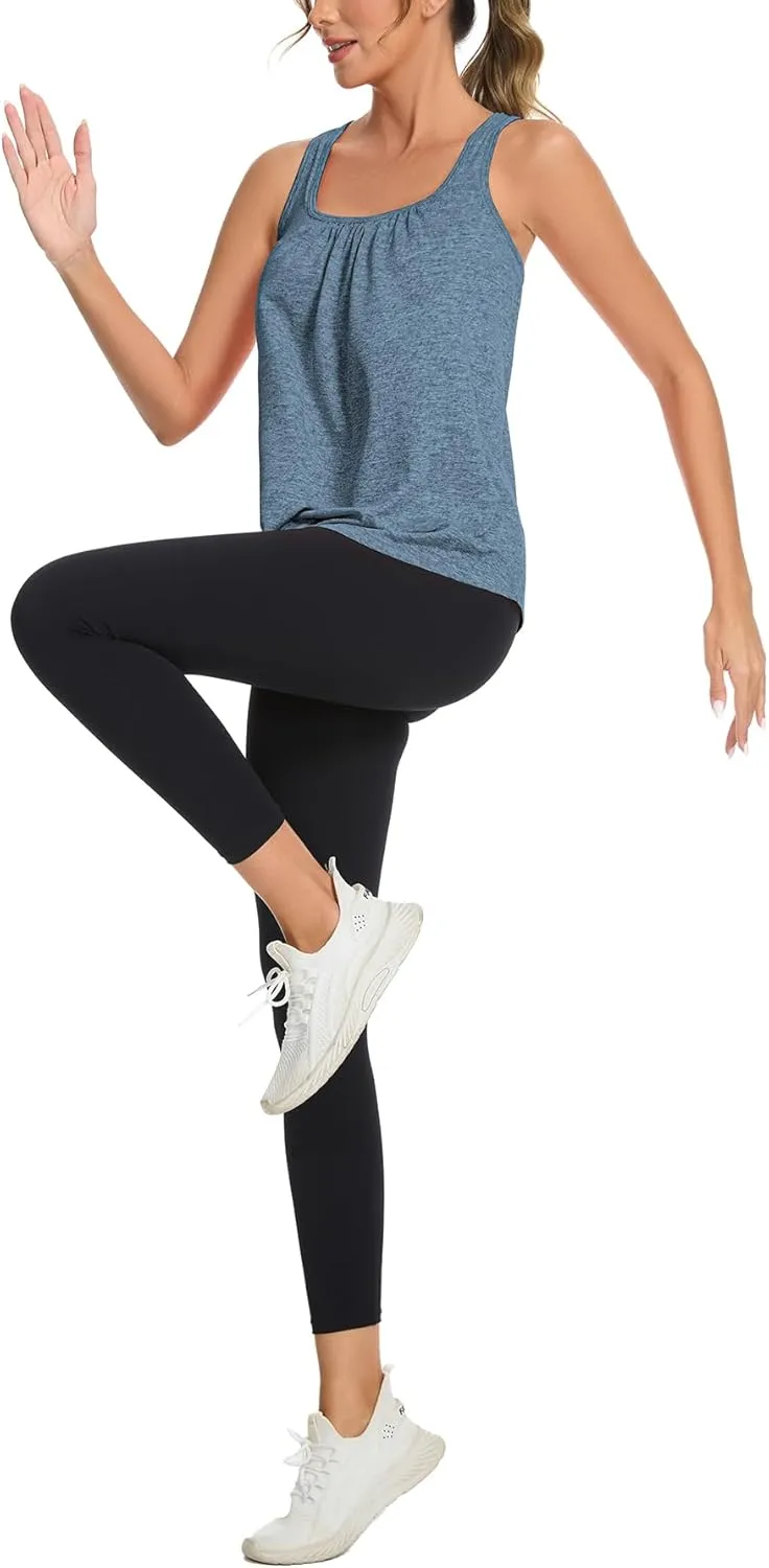 ANYFITTING Built in Bra Tank Tops for Women Workout Loose Fit Yoga Camisoles