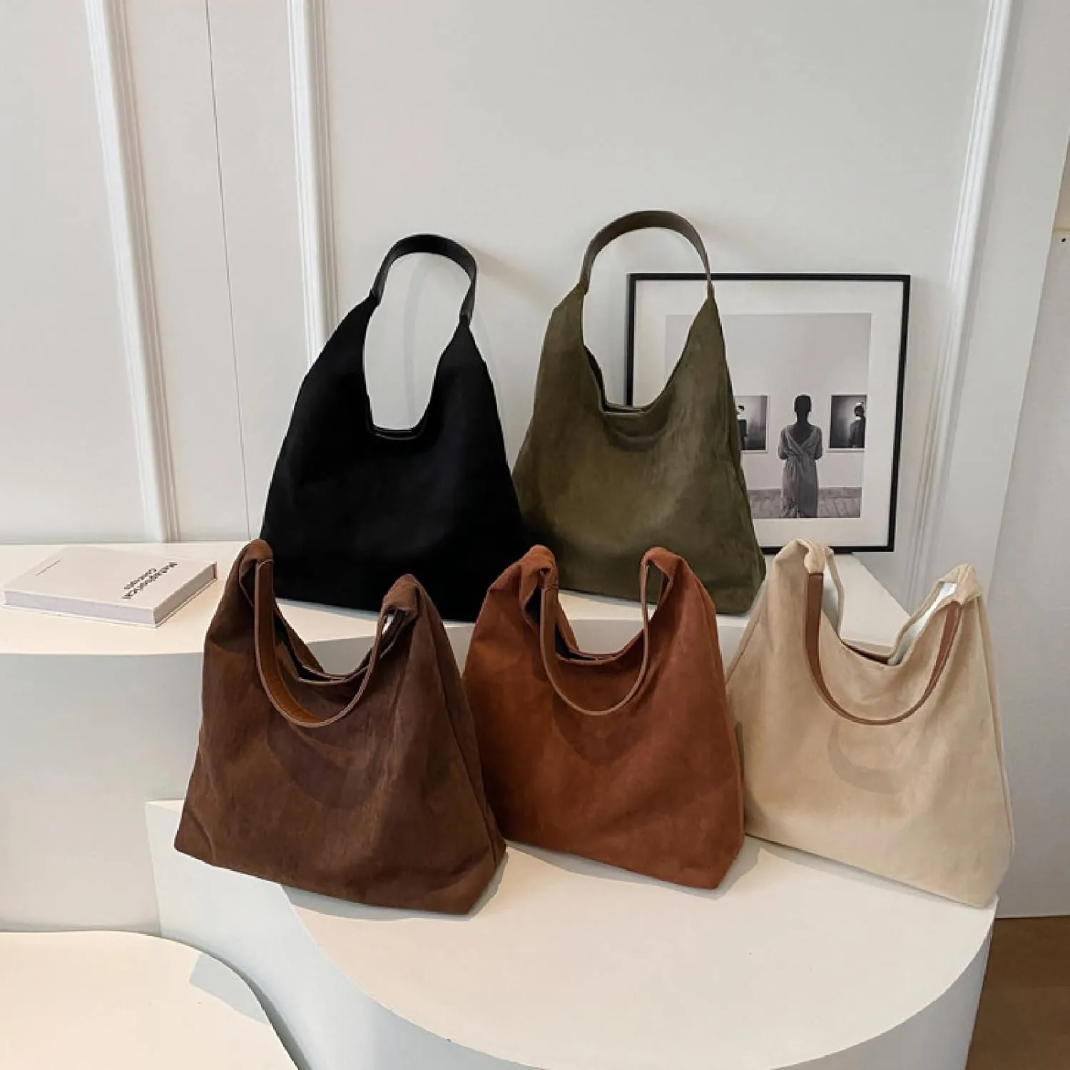 APLUSH Women Retro Shoulder Bag Large Capacity Soft Handbag Tote Bag Fashion Leisure Versatile Shoulder Bag Shopper Bag Travel Work Shopping Hobo Bag,Green,36 * 13 * 31cm
