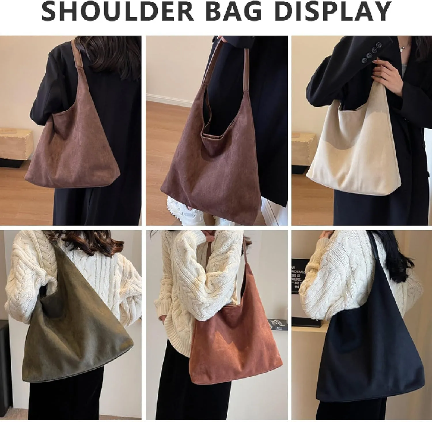 APLUSH Women Retro Shoulder Bag Large Capacity Soft Handbag Tote Bag Fashion Leisure Versatile Shoulder Bag Shopper Bag Travel Work Shopping Hobo Bag,Green,36 * 13 * 31cm