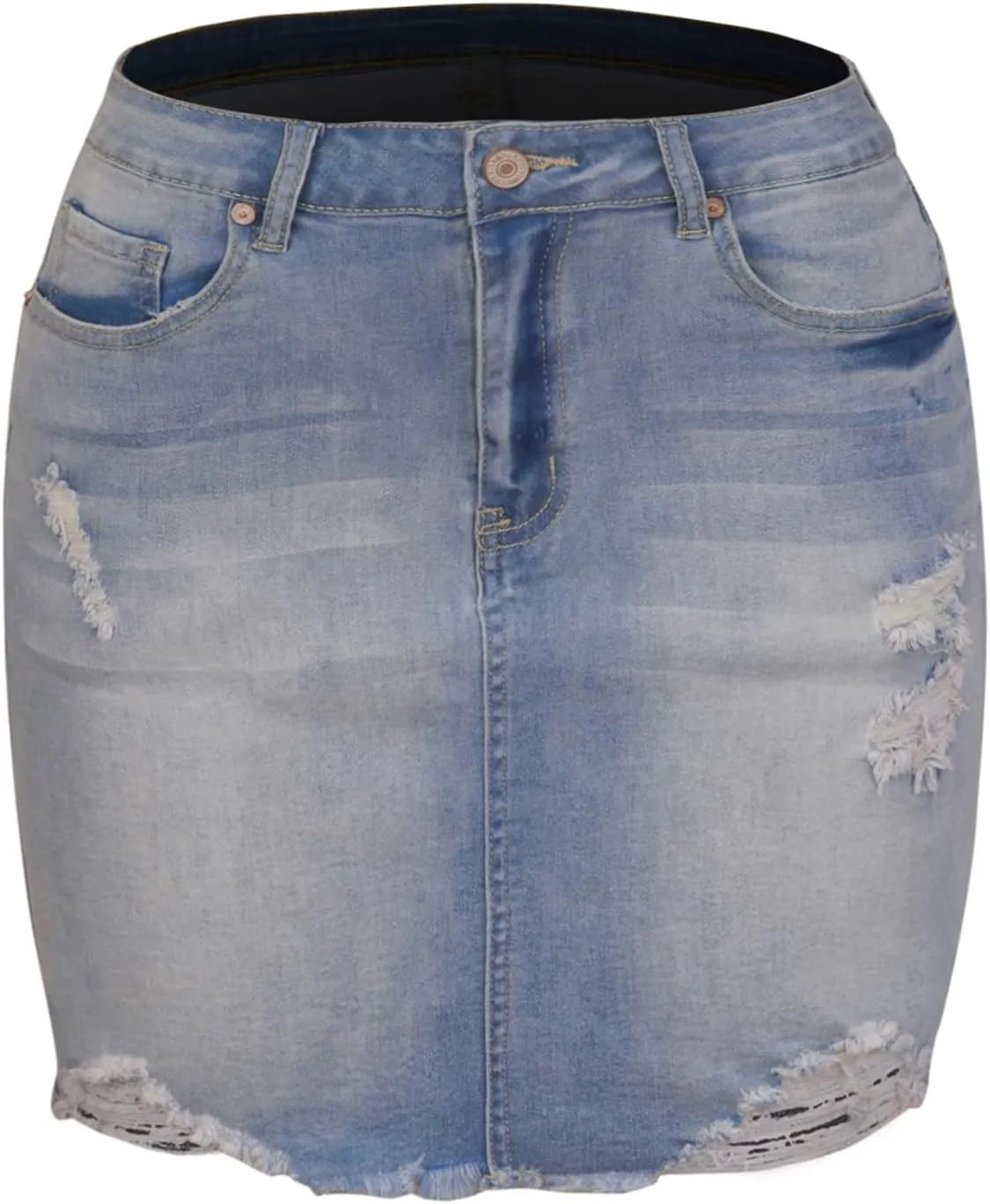 Atditama Ripped Jeans Skirt for Women High Waist Stretch Short Mini A-line Denim Jean Skirts Womens