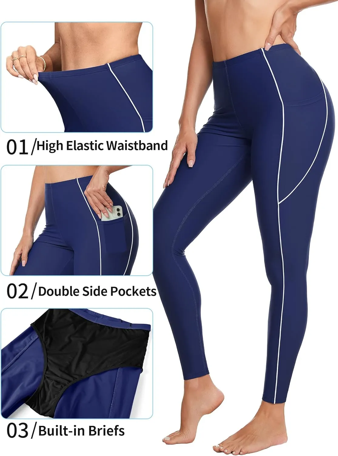 ATTRACO High Waisted Swim Pants - Women's Swim Leggings