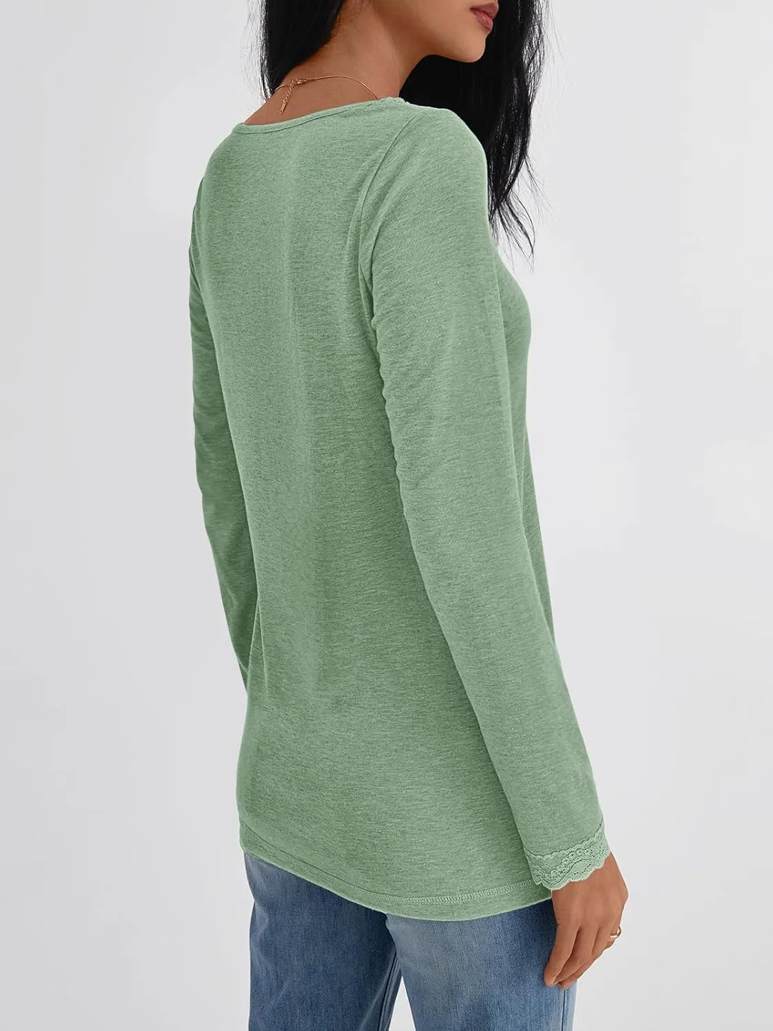 AUTOMET Long Sleeve T Shirts for Women Lace V Neck Casual Cute Tops Loose Fit Fall Winter Basic Clothing