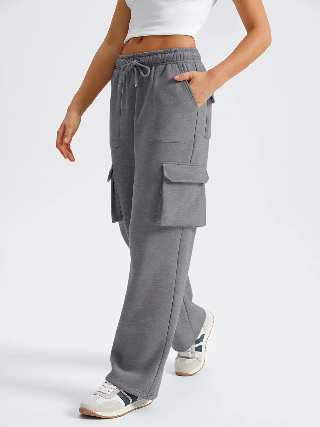 AUTOMET Womens Sweatpants Wide Leg Cargo Pants Fall Fashion Outfits Sweats Baggy Winter Clothes Parachute Joggers