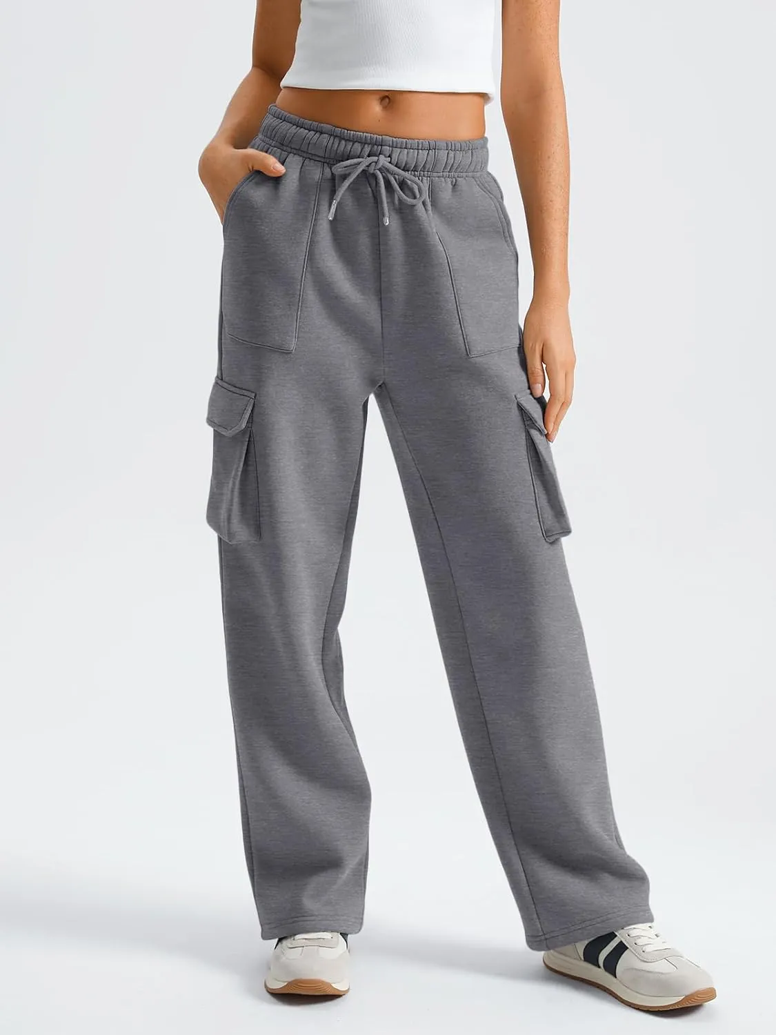AUTOMET Womens Sweatpants Wide Leg Cargo Pants Fall Fashion Outfits Sweats Baggy Winter Clothes Parachute Joggers