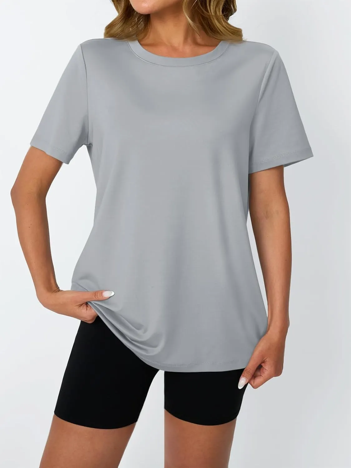 AUTOMET Women's Workout Tops Short Sleeve Gym Shirts Summer Athletic Yoga Tshirts Loose Fit Casual Clothes 2025