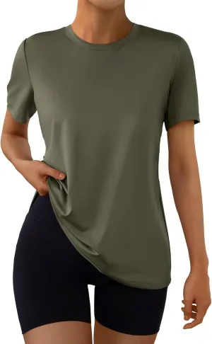 AUTOMET Women's Workout Tops Short Sleeve Gym Shirts Summer Athletic Yoga Tshirts Loose Fit Casual Clothes 2025