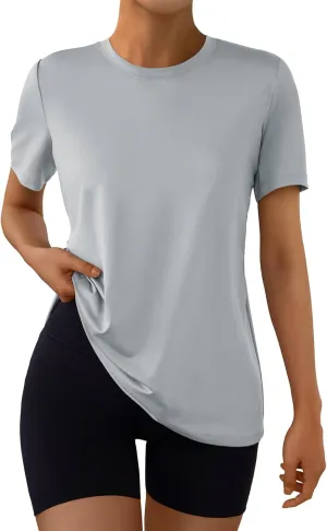 AUTOMET Women's Workout Tops Short Sleeve Gym Shirts Summer Athletic Yoga Tshirts Loose Fit Casual Clothes 2025