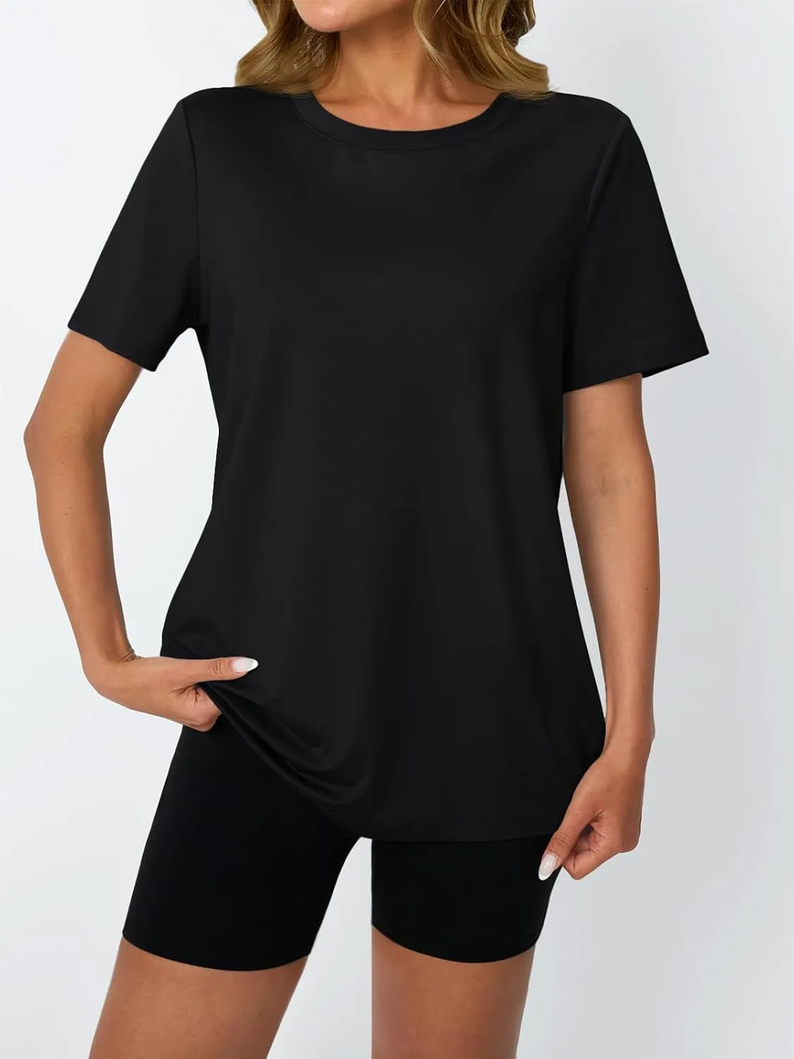 AUTOMET Women's Workout Tops Short Sleeve Gym Shirts Summer Athletic Yoga Tshirts Loose Fit Casual Clothes 2025