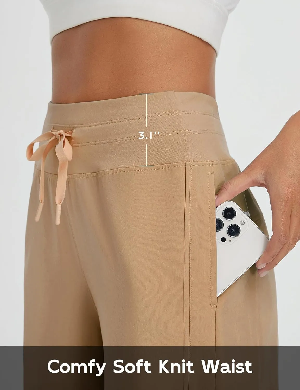 baleaf Women's Capri Pants Wide Leg Athletic Yoga Capris with Pockets Quick Dry Hiking Pants Loose Lounge Summer UPF 50 