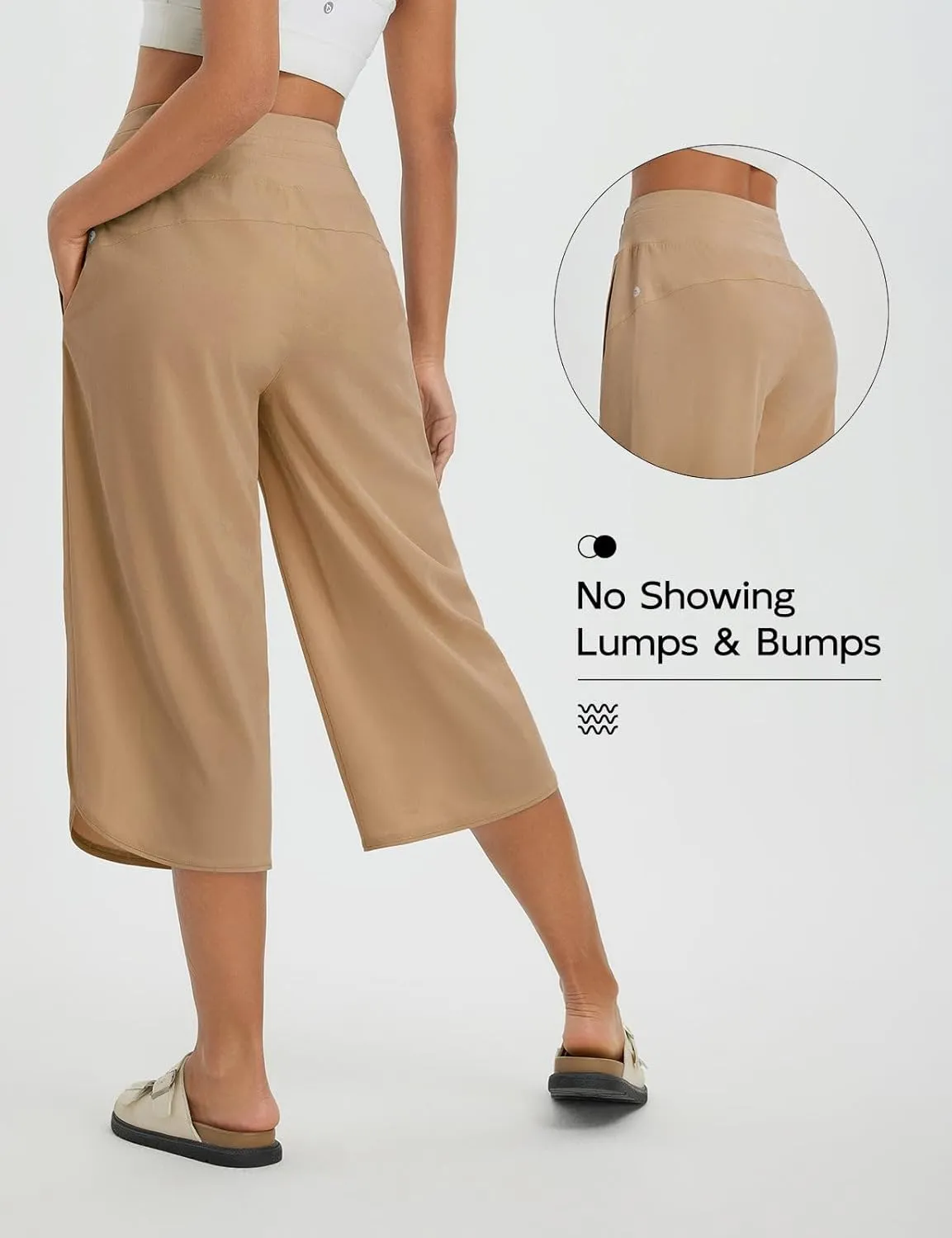 baleaf Women's Capri Pants Wide Leg Athletic Yoga Capris with Pockets Quick Dry Hiking Pants Loose Lounge Summer UPF 50 