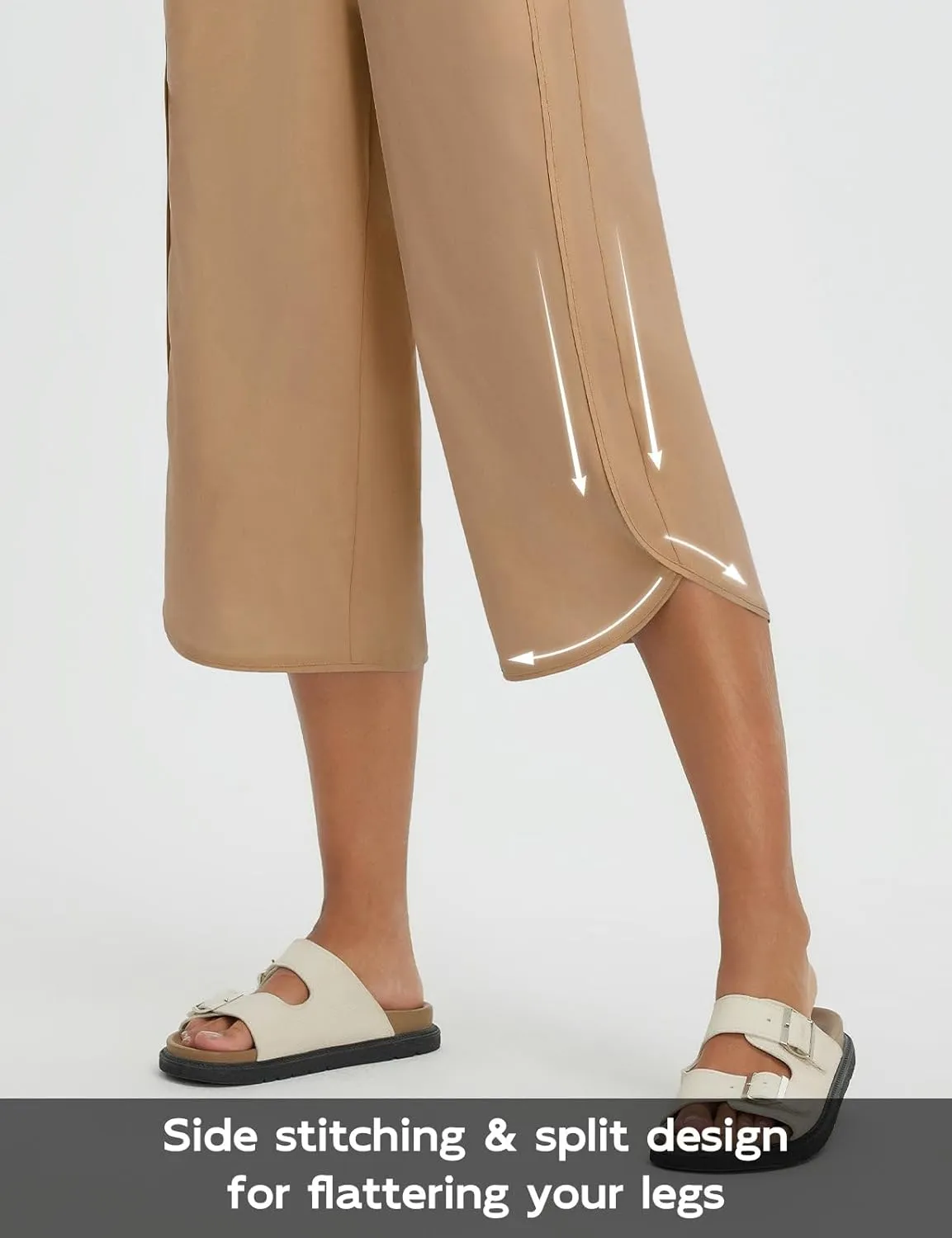 baleaf Women's Capri Pants Wide Leg Athletic Yoga Capris with Pockets Quick Dry Hiking Pants Loose Lounge Summer UPF 50 