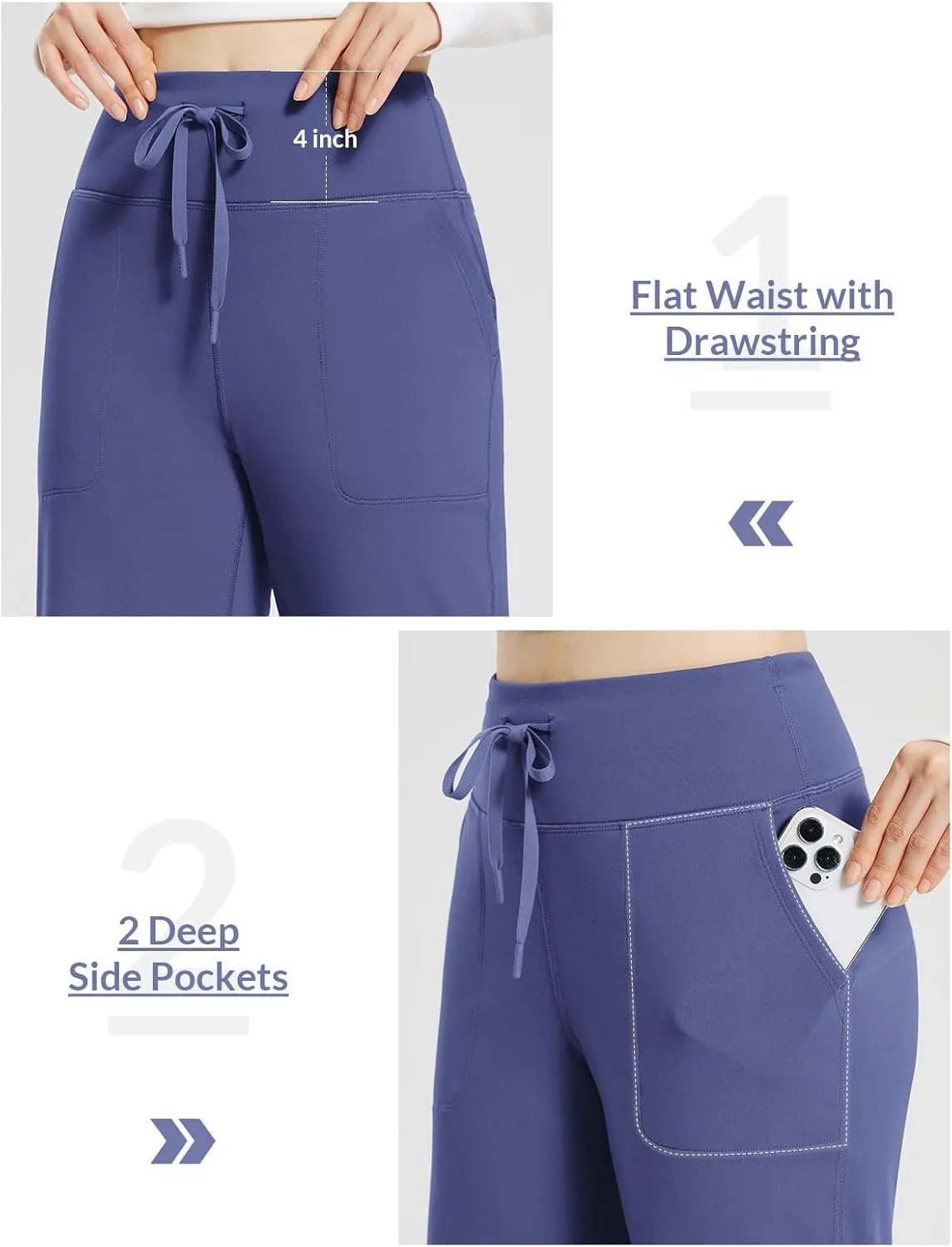 baleaf Womens Winter Pants Fleece Lined Wide Leg Sweatpants with Pockets Warm Yoga Lounge Drawstring