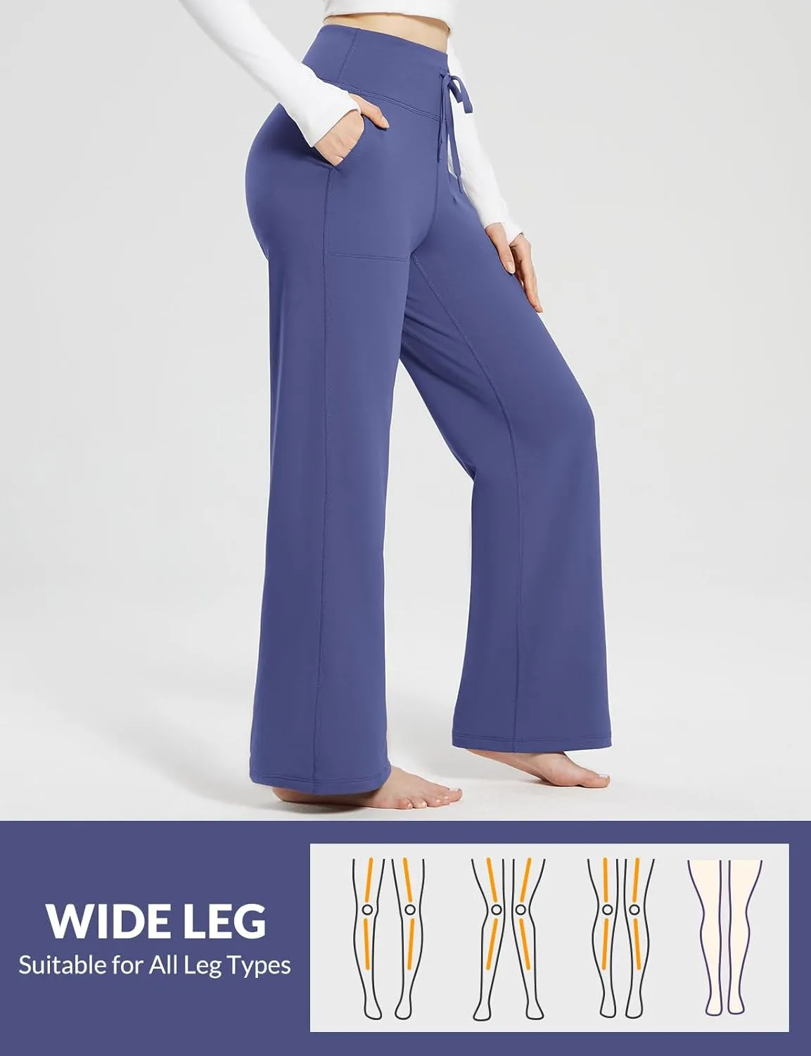 baleaf Womens Winter Pants Fleece Lined Wide Leg Sweatpants with Pockets Warm Yoga Lounge Drawstring